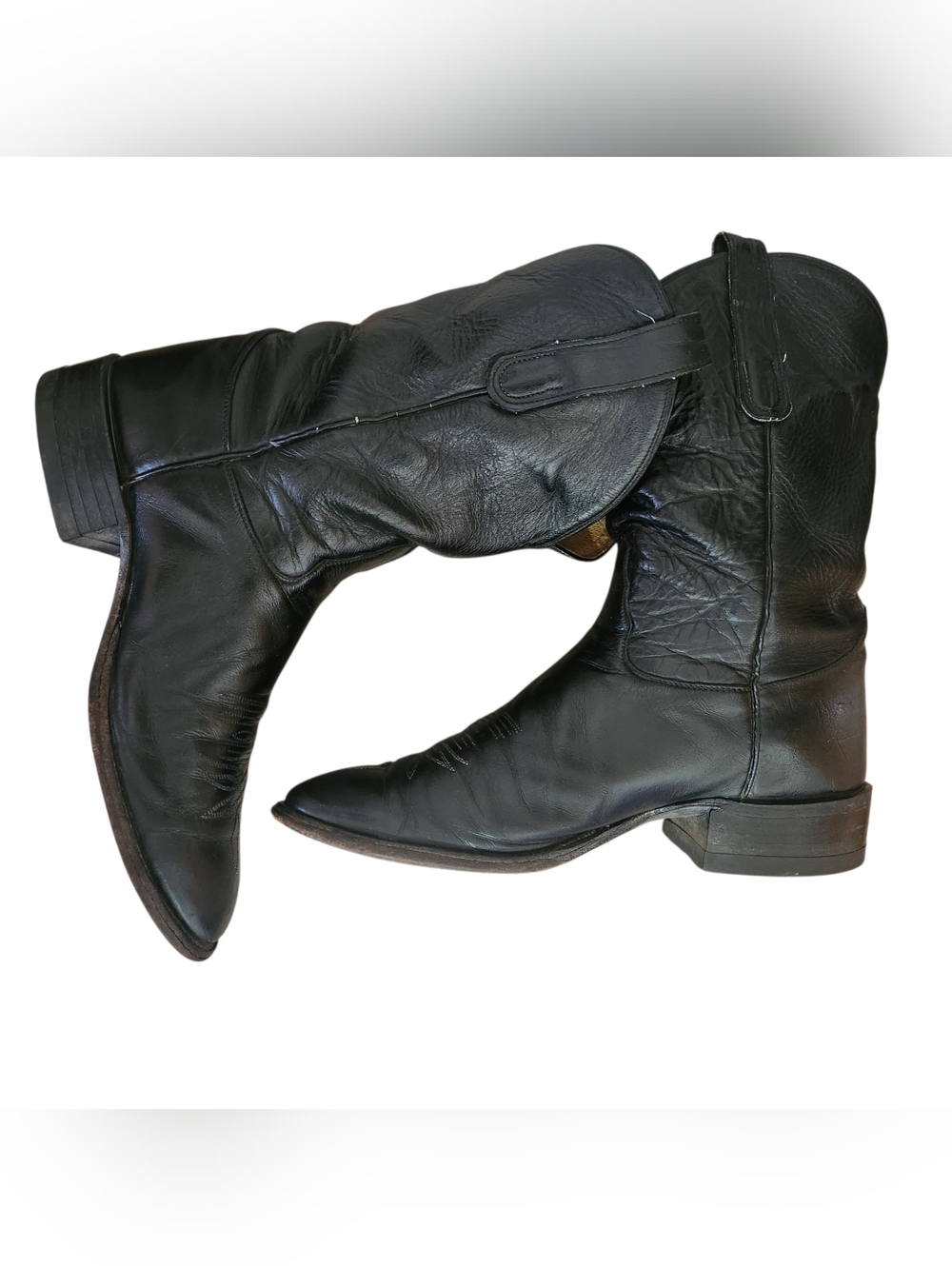 Vtg Tony Lama 2801 Men’s Western Cowboy Boots Size 10B Black Leather USA Classic - Picture 6 of 16